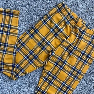 Gold and Blue Plaid Leggings NWT
